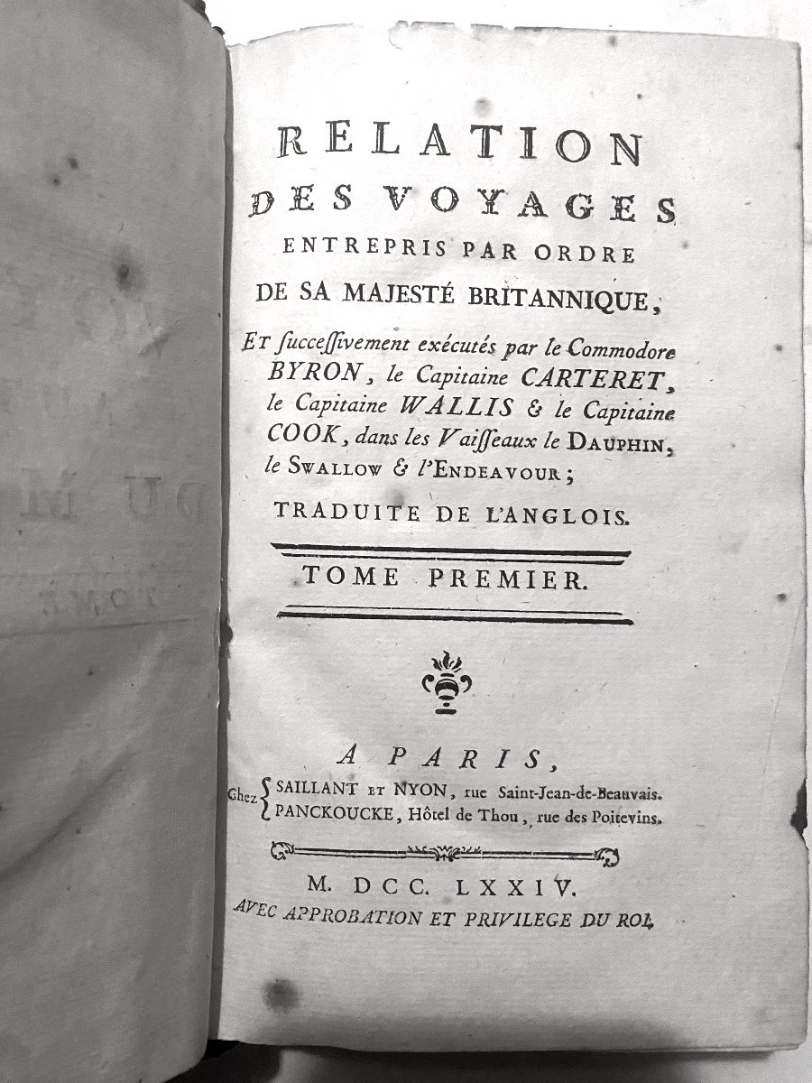 Relation Des Voyages Entrepris Par Ordre De Sa Majesté Britannique 4forts Vol. In 8 .paris 1774-photo-3