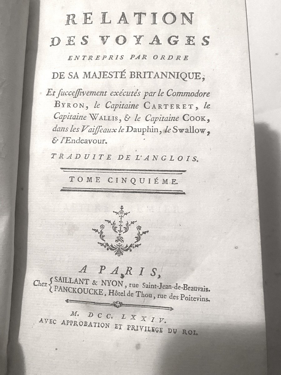 Relation Des Voyages Entrepris Par Ordre De Sa Majesté Britannique 4forts Vol. In 8 .paris 1774-photo-7