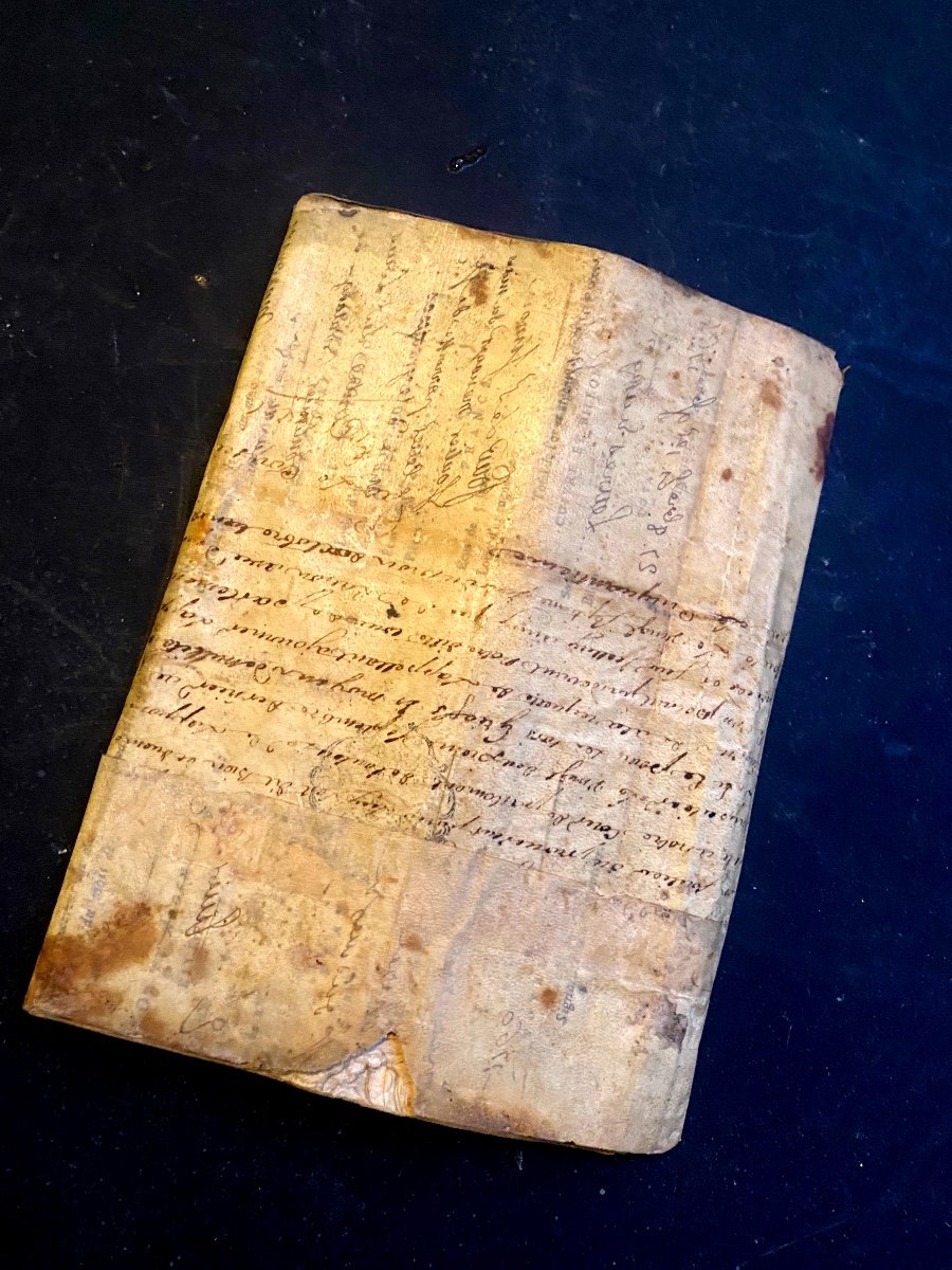 Porte Feuille Manuscrit De Livre De Compte En Velin écrit à Rabat Garni De Papier Vierge Du 18è-photo-2