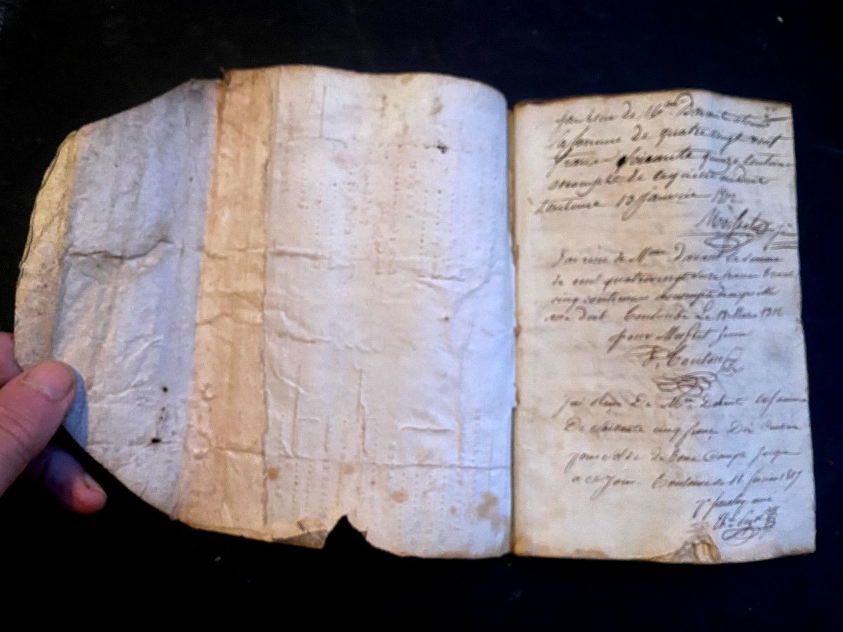 Handwritten Account Book Wallet In Vellum Written On A Flap Filled With Blank Paper From The 18th Century-photo-3