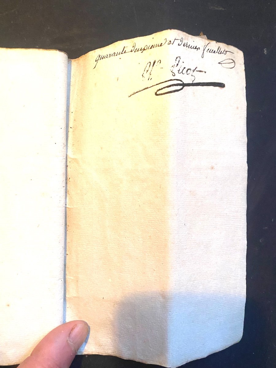 Porte Feuille Manuscrit De Livre De Compte En Velin écrit à Rabat Garni De Papier Vierge Du 18è-photo-3