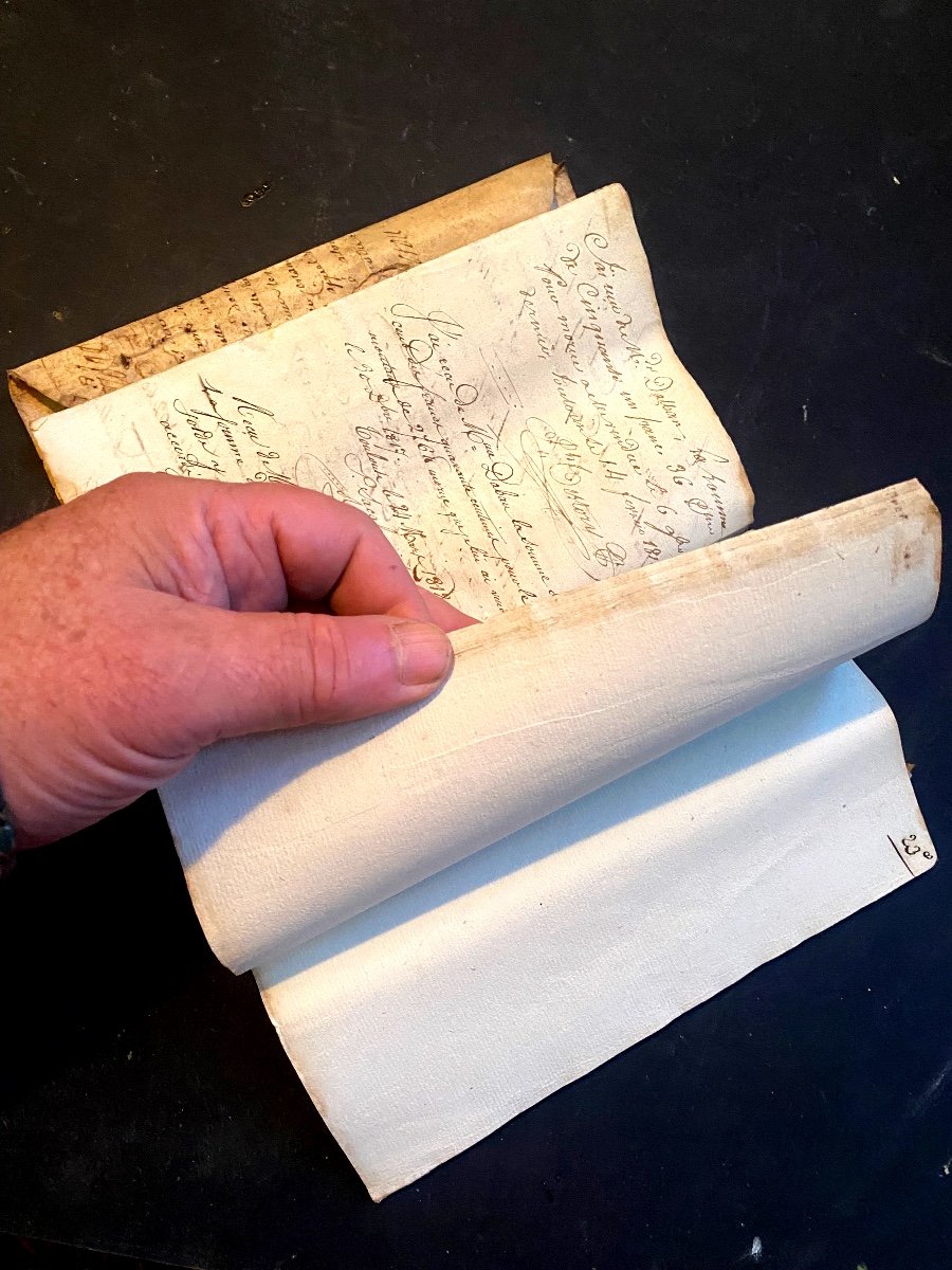 Porte Feuille Manuscrit De Livre De Compte En Velin écrit à Rabat Garni De Papier Vierge Du 18è-photo-4