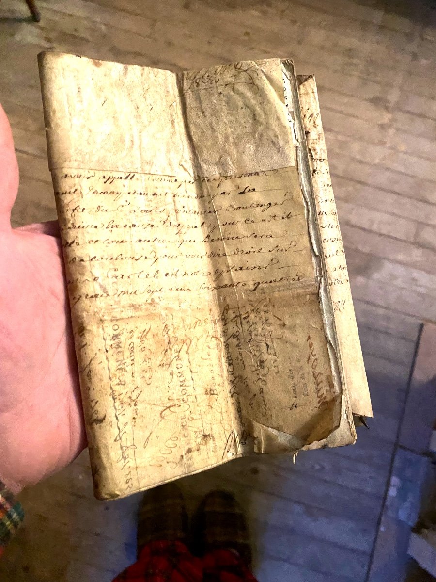 Porte Feuille Manuscrit De Livre De Compte En Velin écrit à Rabat Garni De Papier Vierge Du 18è-photo-5