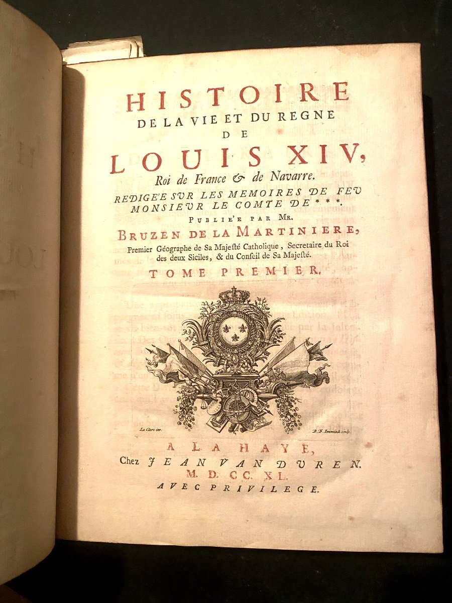 In 4 De 1740 Veau Blond Glacé "histoire De La Vie Et Du Règne De Louis XIV"; B De La Martinière-photo-3