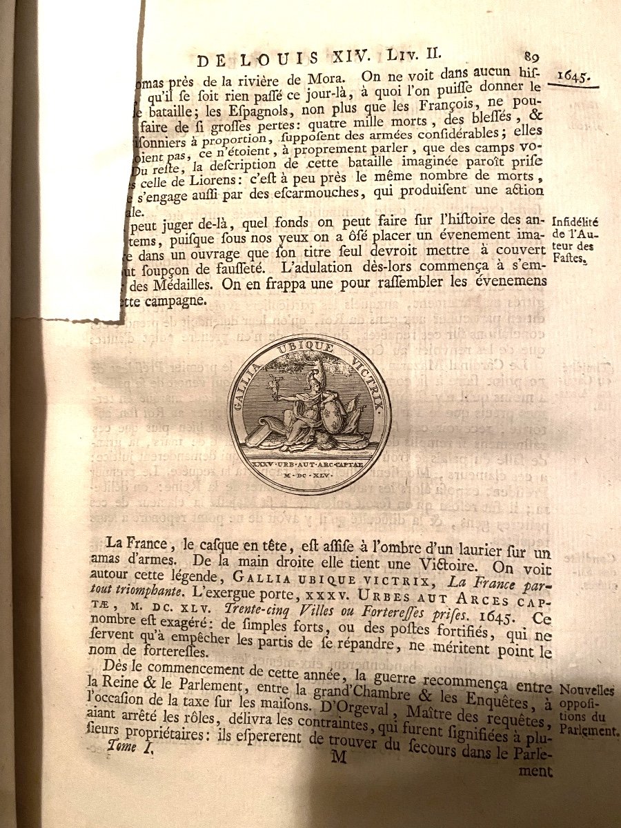 In 4 De 1740 Veau Blond Glacé "histoire De La Vie Et Du Règne De Louis XIV"; B De La Martinière-photo-1