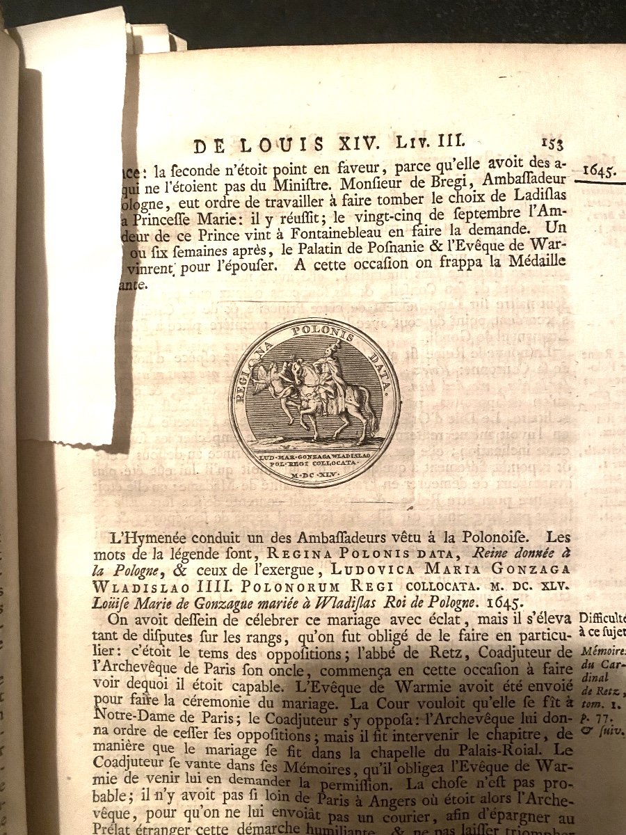 In 4 De 1740 Veau Blond Glacé "histoire De La Vie Et Du Règne De Louis XIV"; B De La Martinière-photo-2