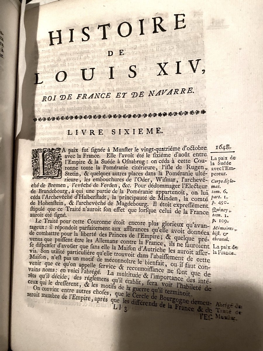 In 4 De 1740 Veau Blond Glacé "histoire De La Vie Et Du Règne De Louis XIV"; B De La Martinière-photo-6