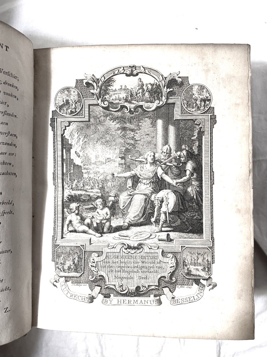 Beau Volume En Parchemin Pp Estampé à Froid :"Histoire Des Juifs Et Des Perses ".. Utrecht 1744-photo-2