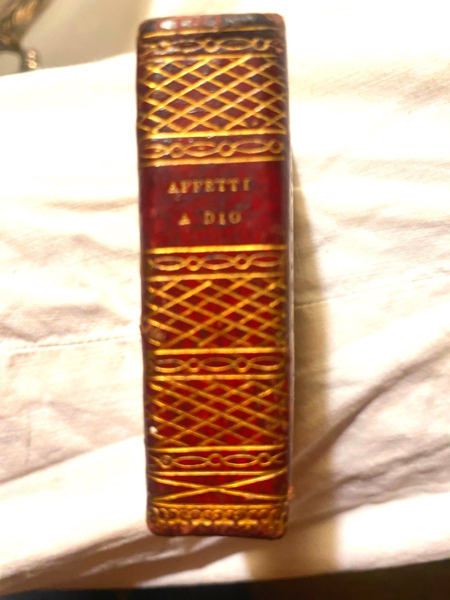 Rare And Precious Italian Miniature Book In Red Morocco "affeti A Dio", Milano Circa 1810 Emp-photo-2