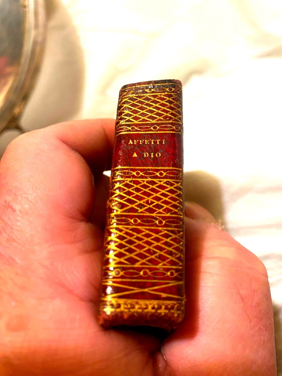 Rare And Precious Italian Miniature Book In Red Morocco "affeti A Dio", Milano Circa 1810 Emp-photo-1