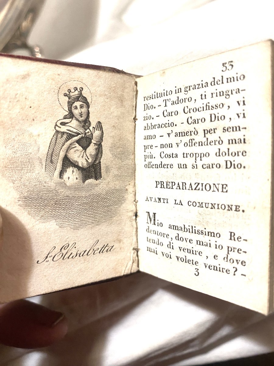 Rare And Precious Italian Miniature Book In Red Morocco "affeti A Dio", Milano Circa 1810 Emp-photo-2