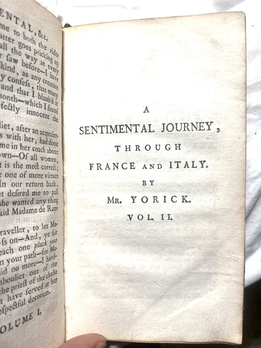 Remarkable Edition In 3 Volumes Aux Armes Des Rochechouart "a Sentimental Journey", Sterne .1783-photo-1