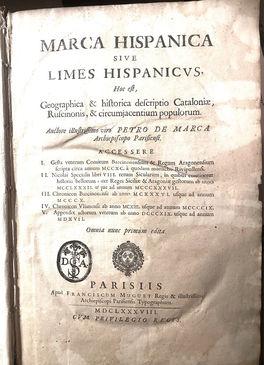 Rare In Folio En Velin De 1688 à Paris :"Marca Hispanica Sive Limes Hispanicus", Petro De Marca-photo-3