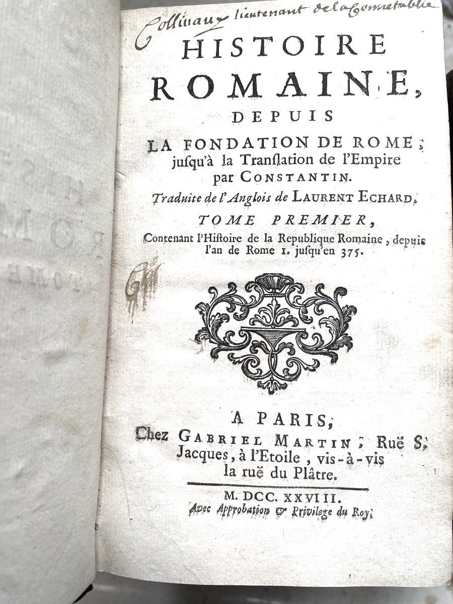 Beautiful Complete Copy In 6 Volumes In 12, "roman History" By Laurent Echard. Paris 1728-photo-3