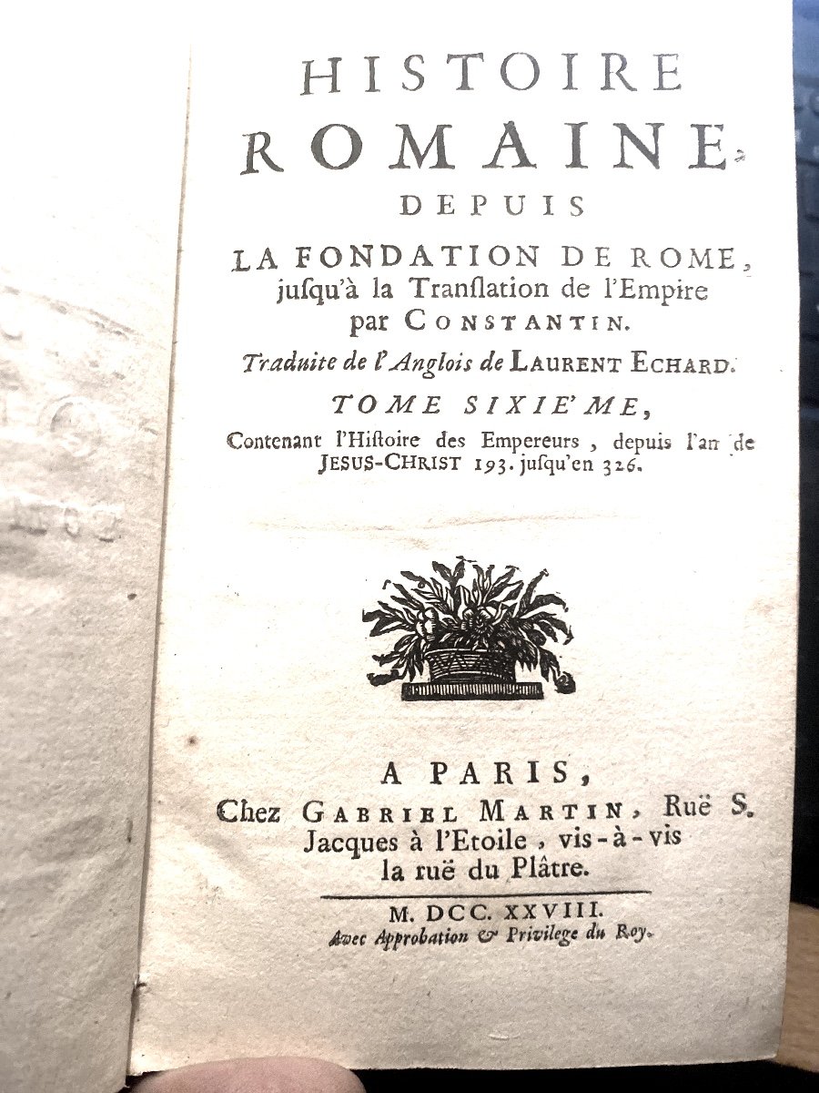 Beautiful Complete Copy In 6 Volumes In 12, "roman History" By Laurent Echard. Paris 1728-photo-8