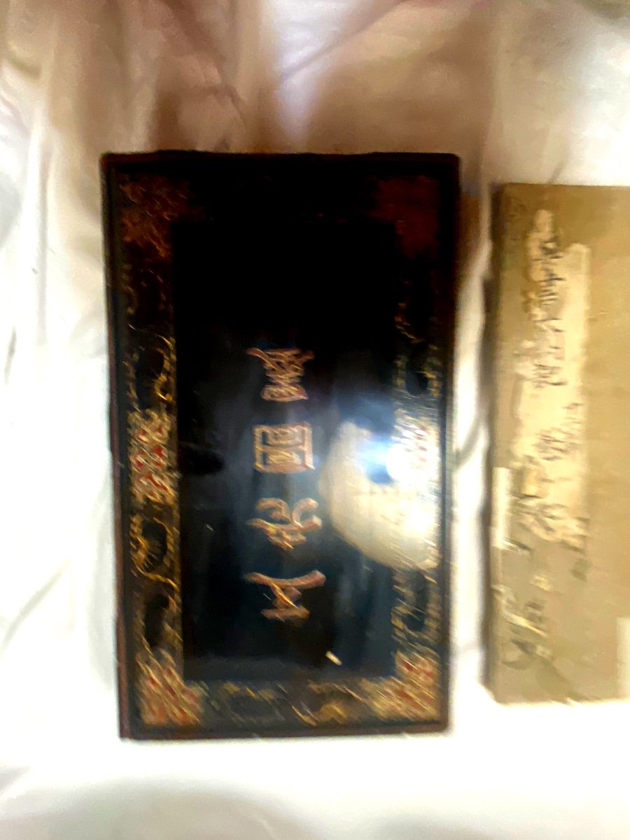 Rare Japanese Lacquer Calligrapher's Box And Rice Paper "model" Book Late 18th Century-photo-2