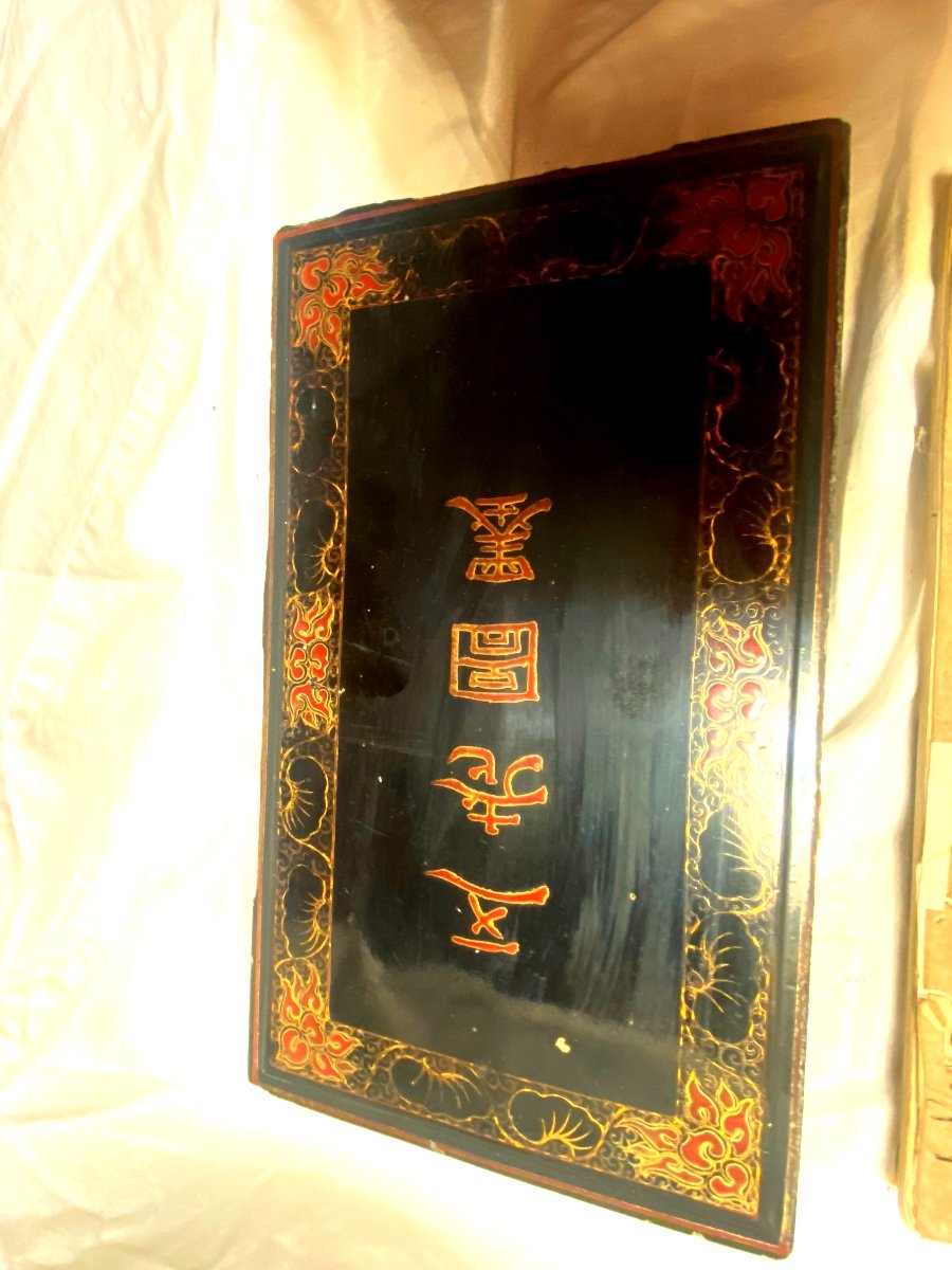 Rare Japanese Lacquer Calligrapher's Box And Rice Paper "model" Book Late 18th Century-photo-4