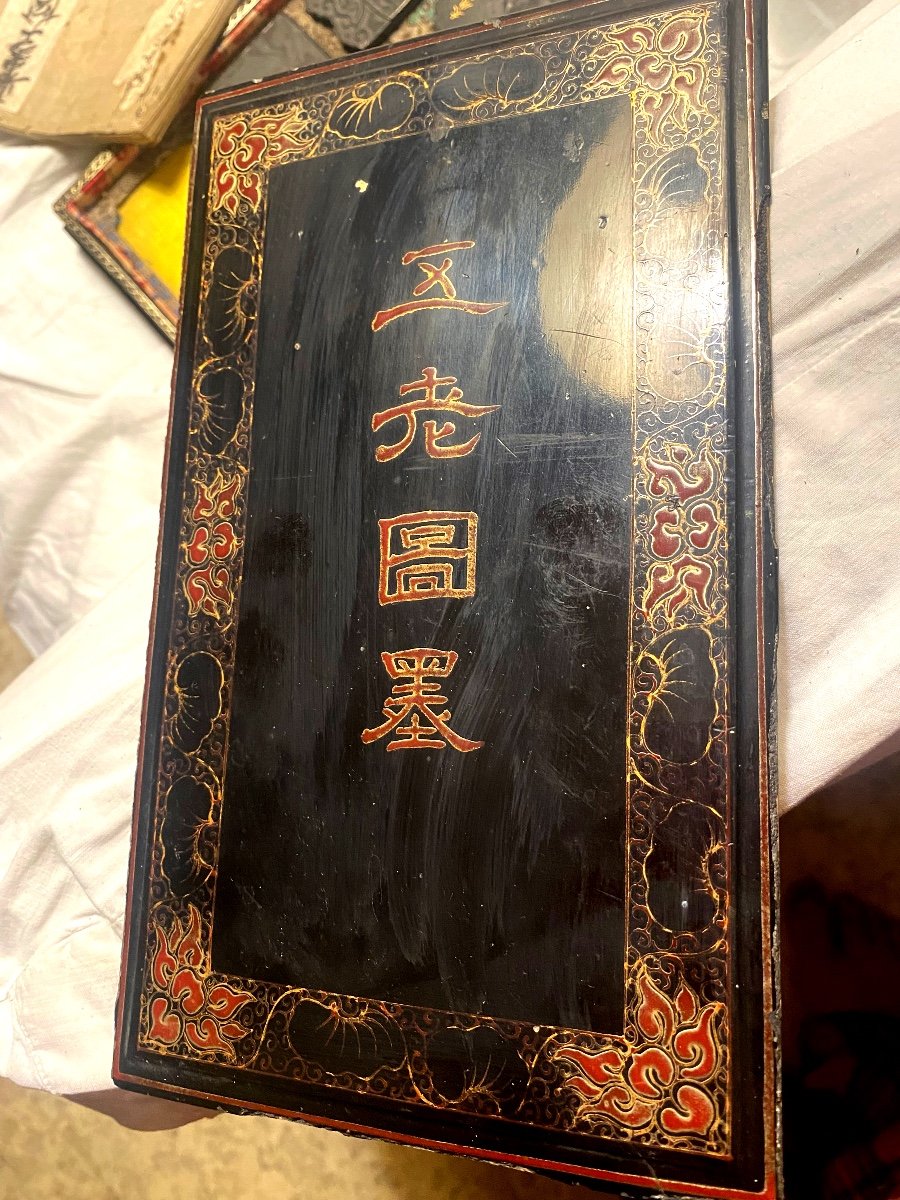 Rare Japanese Lacquer Calligrapher's Box And Rice Paper "model" Book Late 18th Century-photo-5