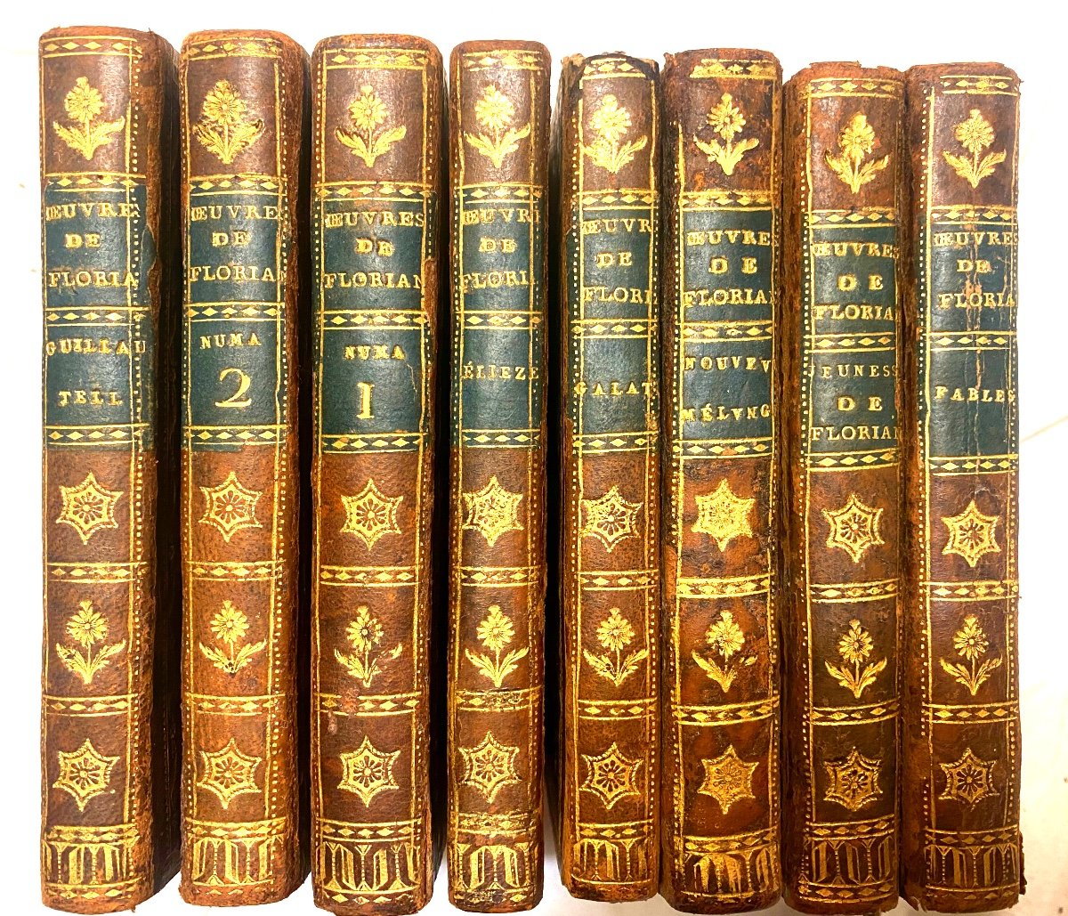   In A Beautiful Period Binding In 8 Volumes. In 16: "various Works Of Florian". Year 9 To 1806