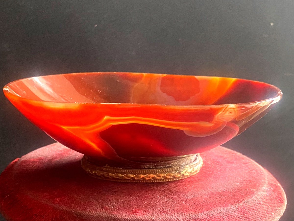 Arms With The "papal Mitre" Hollow Cup In Orange Veined Agate From The Early 19th Century Bronze Base,  -photo-2