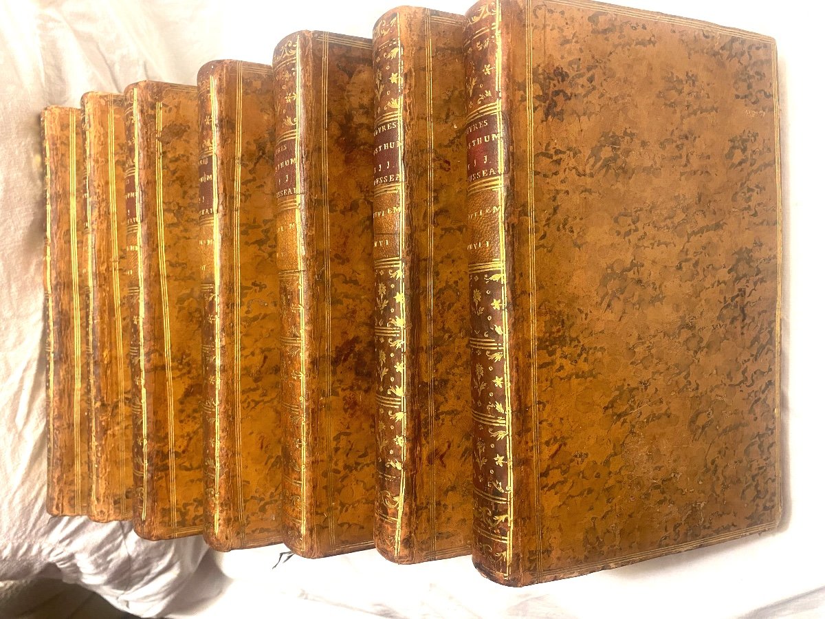 Rare En 7 Volumes In 8 état De Neuf: "Oeuvres Posthumes De Jean-jacques Rousseau" A Genève 1781-photo-2