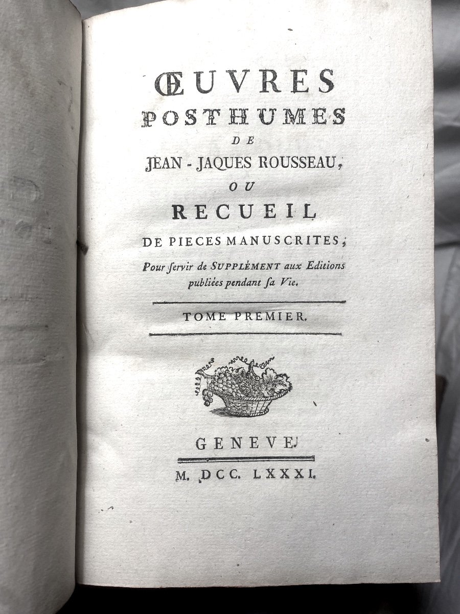 Rare En 7 Volumes In 8 état De Neuf: "Oeuvres Posthumes De Jean-jacques Rousseau" A Genève 1781-photo-3