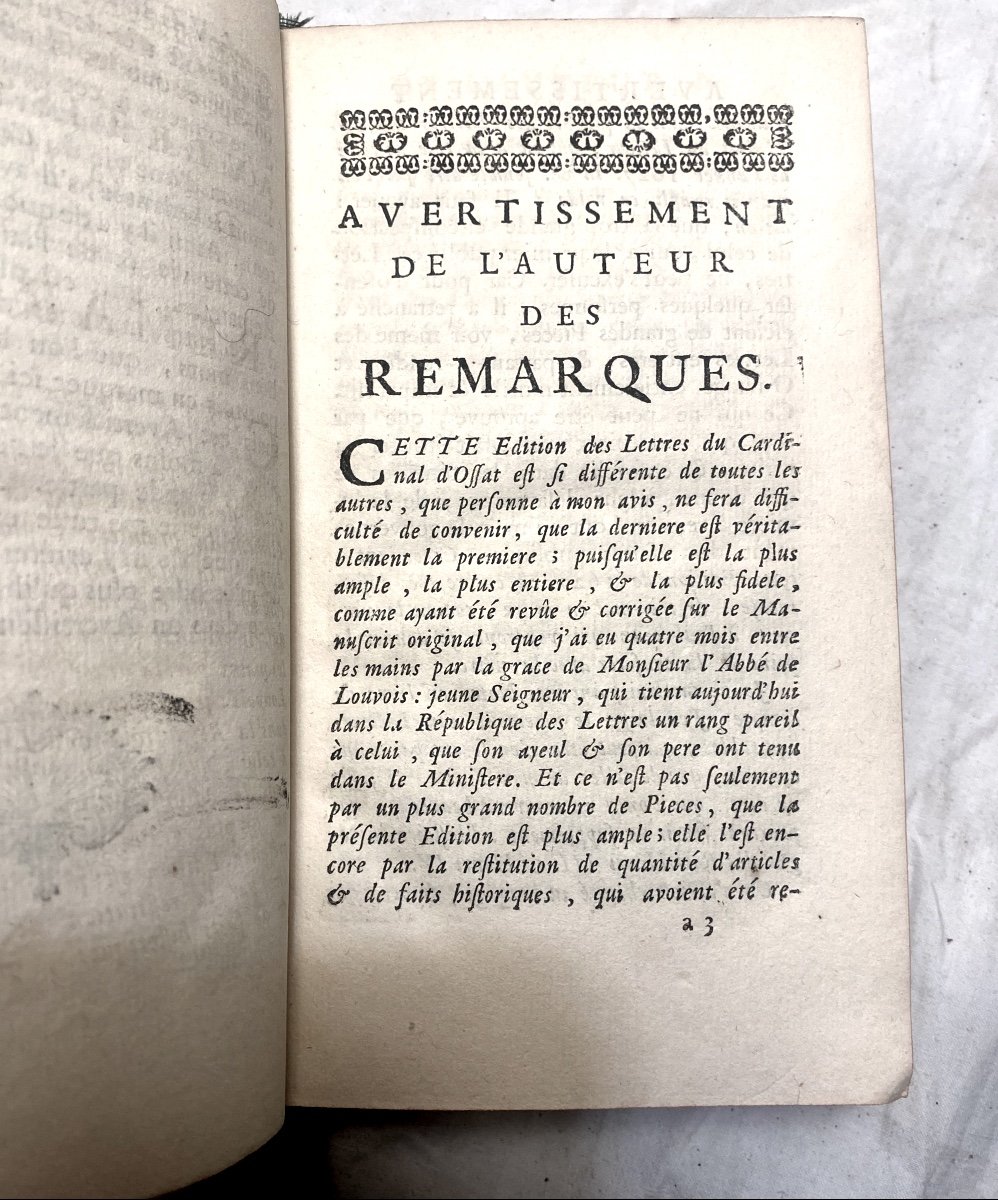 5 Beaux Volumes In12 "lettres Du Cardinal d'Ossat" Avec Des Notes d'Amelot De La Houssaie  1732-photo-2