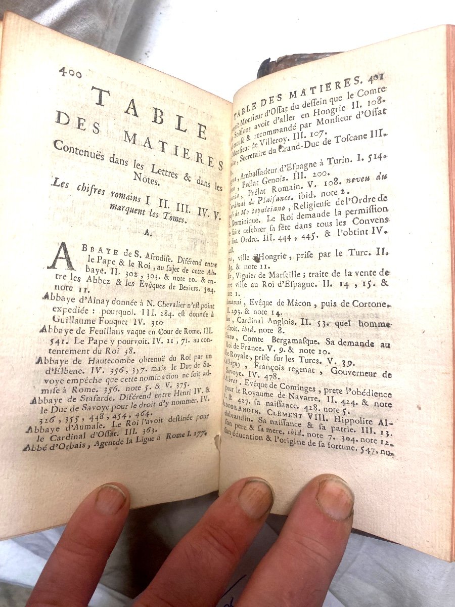 5 Beaux Volumes In12 "lettres Du Cardinal d'Ossat" Avec Des Notes d'Amelot De La Houssaie  1732-photo-5