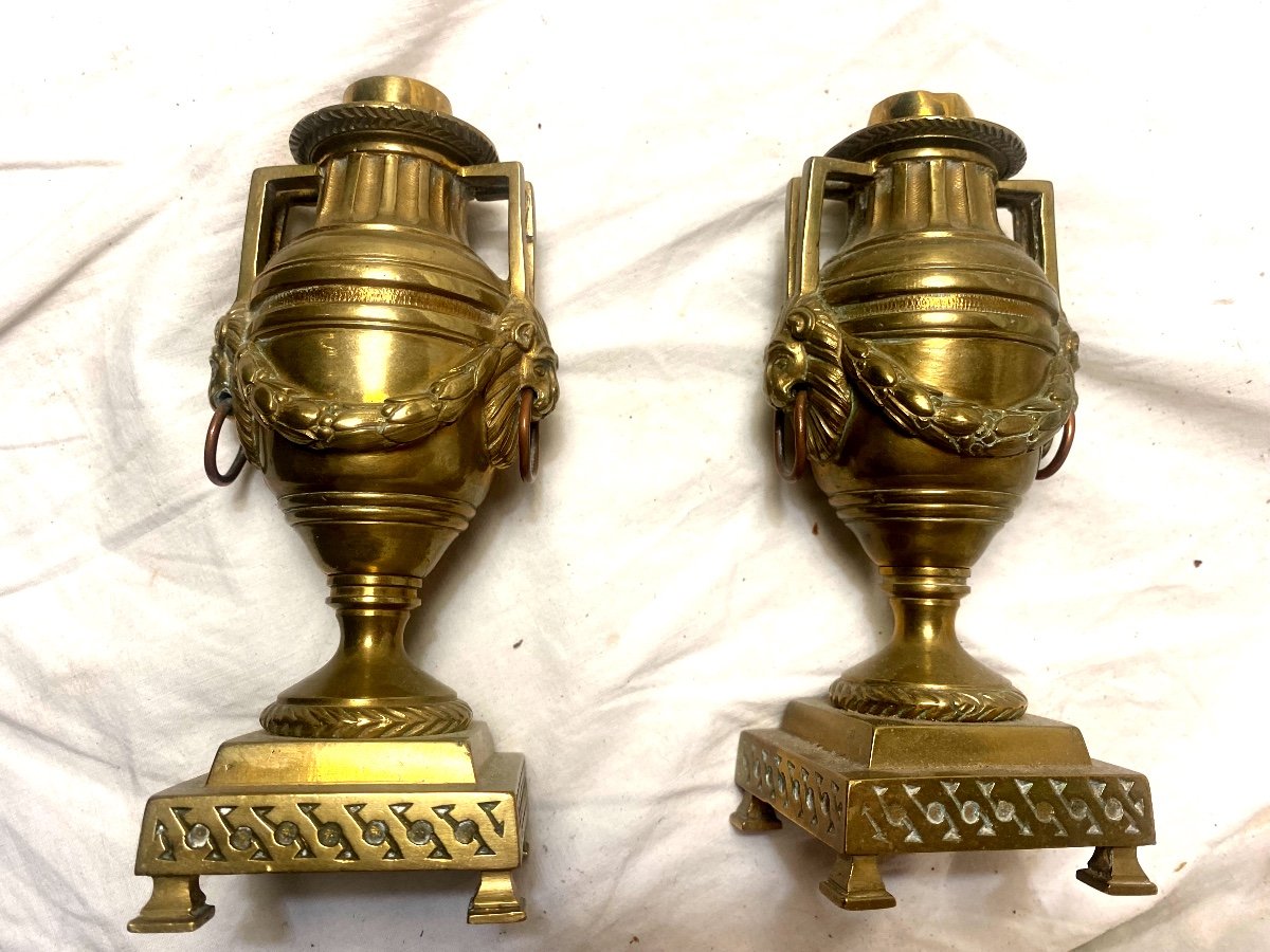 Beautiful Pair Of "reversible Cassolette" Candlesticks, In Louis XVI Period Bronze, Of Quality-photo-4