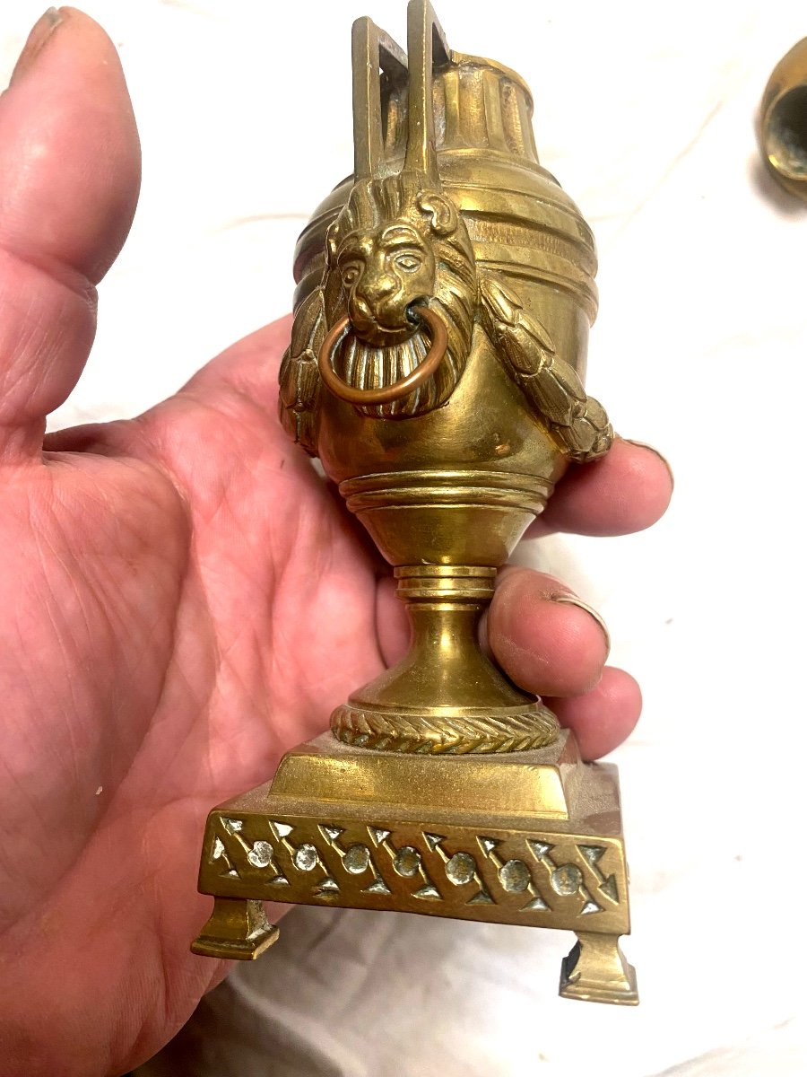 Belle Paire De Bougeoirs En" Cassolette Réversibles" , En Bronze d'époque Louis XVI ,de Qualité-photo-3