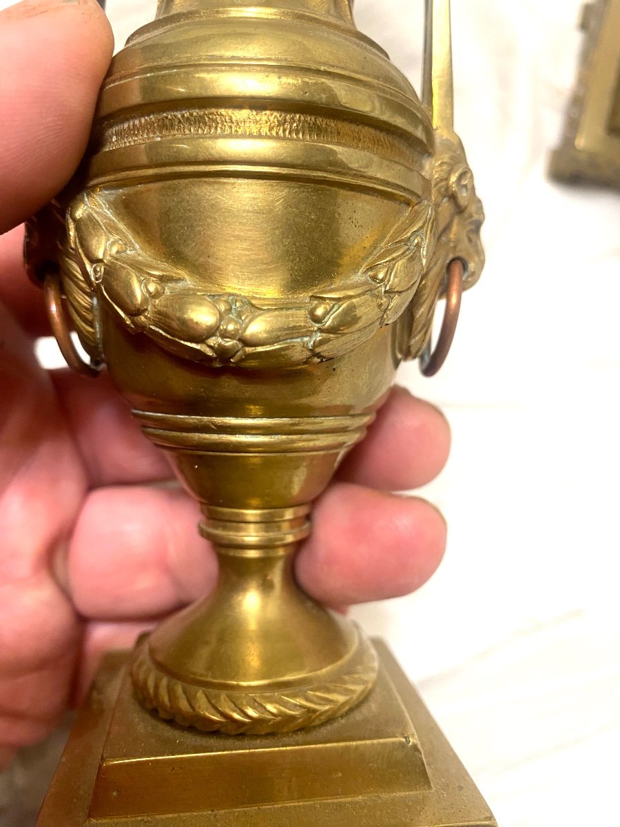 Belle Paire De Bougeoirs En" Cassolette Réversibles" , En Bronze d'époque Louis XVI ,de Qualité-photo-5