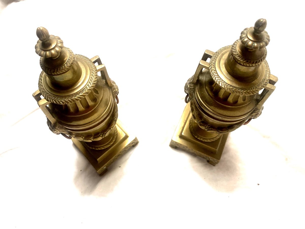 Beautiful Pair Of "reversible Cassolette" Candlesticks, In Louis XVI Period Bronze, Of Quality-photo-7