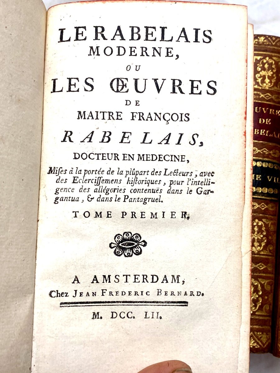 Exceptionnelle Série En 8 Volumes :"les Oeuvres De Maître François Rabelais," A Amsterdam .1752-photo-3