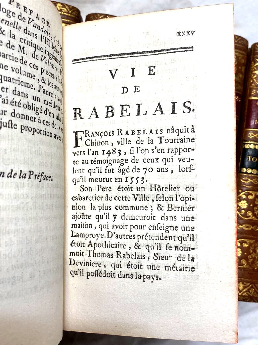 Exceptionnelle Série En 8 Volumes :"les Oeuvres De Maître François Rabelais," A Amsterdam .1752-photo-2