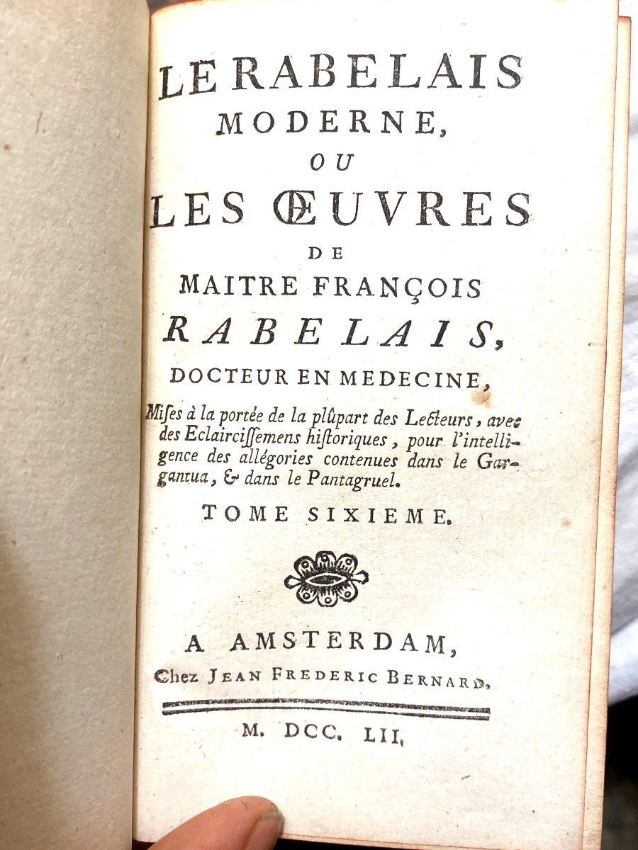 Exceptionnelle Série En 8 Volumes :"les Oeuvres De Maître François Rabelais," A Amsterdam .1752-photo-5