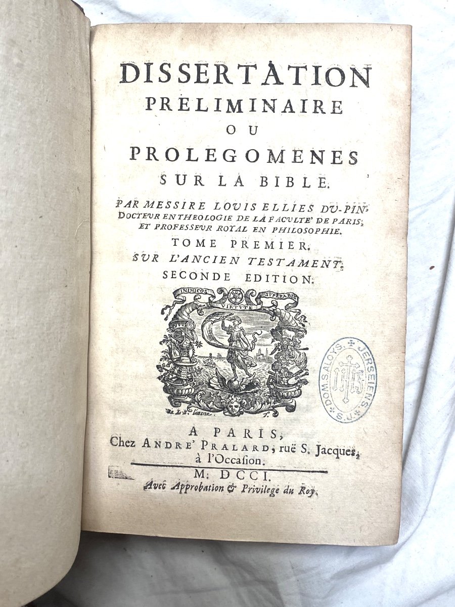 3  Beaux Volumes In 8 :" Dissertation Préliminaire Ou Prolégomènes Sur La Bible" . A Paris 1701-photo-3