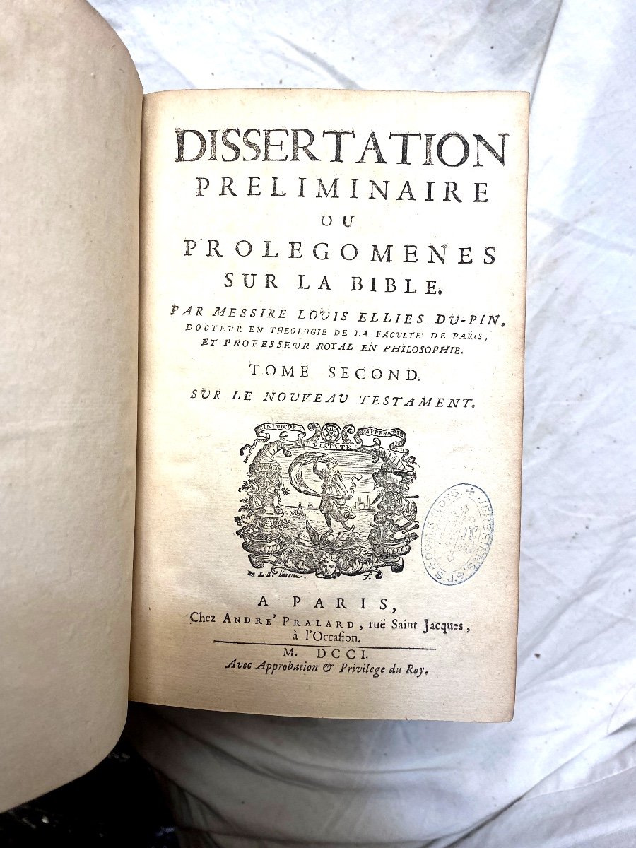 3  Beaux Volumes In 8 :" Dissertation Préliminaire Ou Prolégomènes Sur La Bible" . A Paris 1701-photo-3