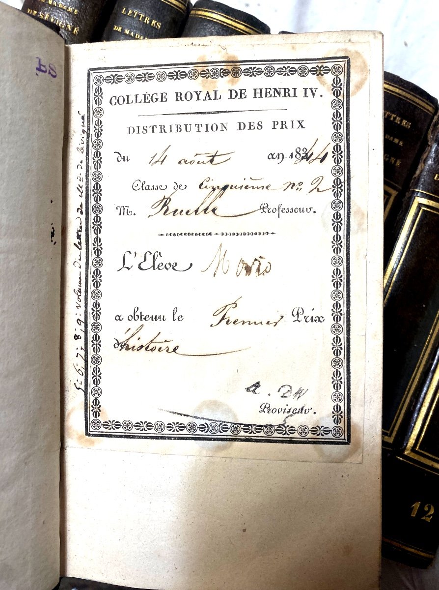 "lettres De Madame De Sévigné" Rare édition En 12 Vol. In 8 , Chiffre Du Collège Henri IV. 1818-photo-8