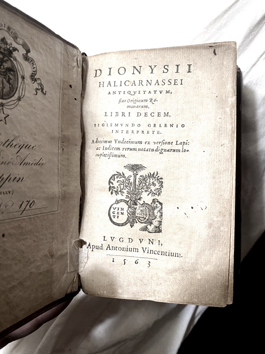 Beau 16ème Au Chiffre Du" Marquis Da Pozzo" . Lyon 1563 . Dionysii H. Antiquitatum (antiquités)-photo-3