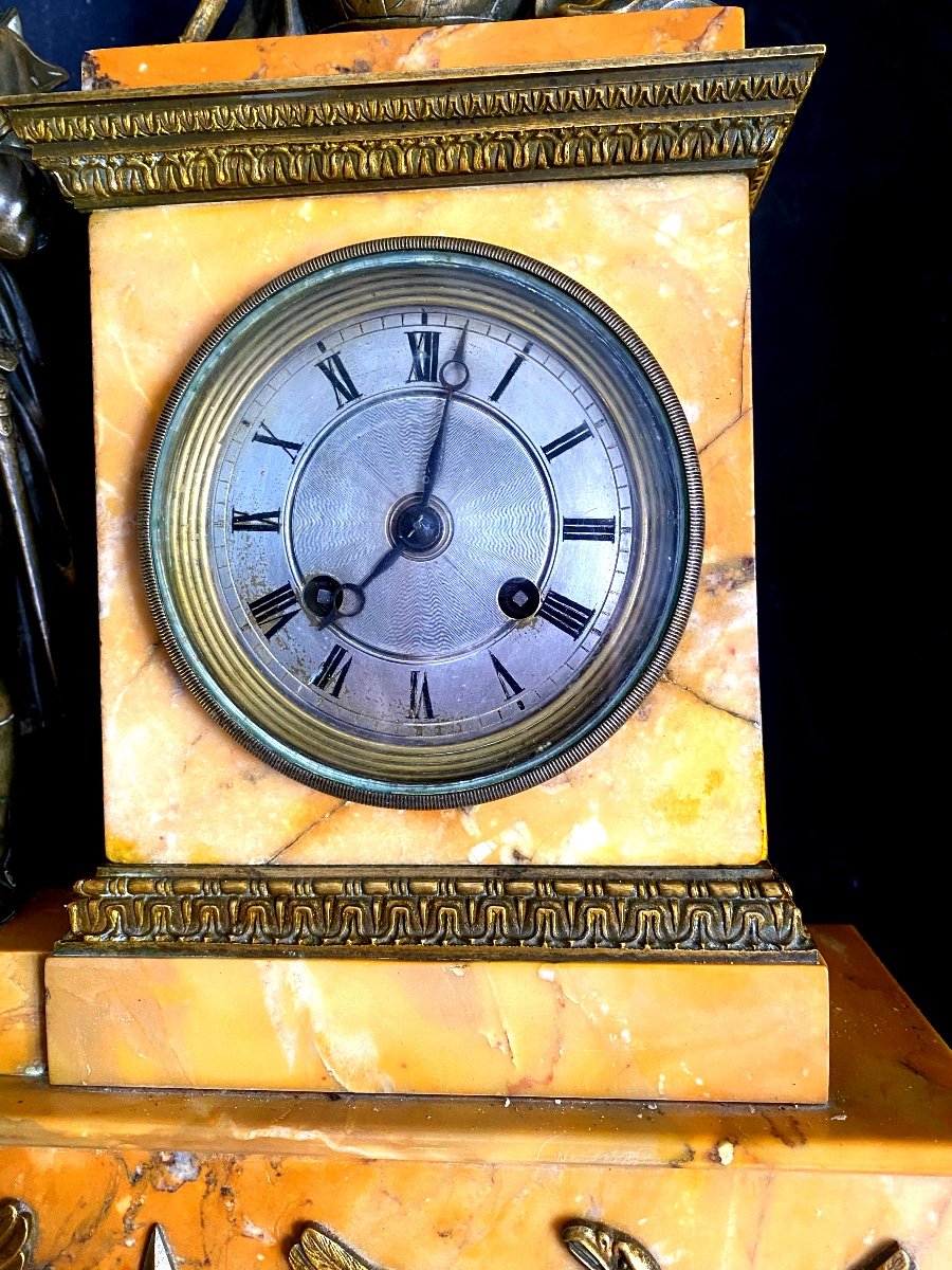 Large Siena Marble And Bronze Clock, 1st Empire Period, To The Glory Of "napoleon I"-photo-2