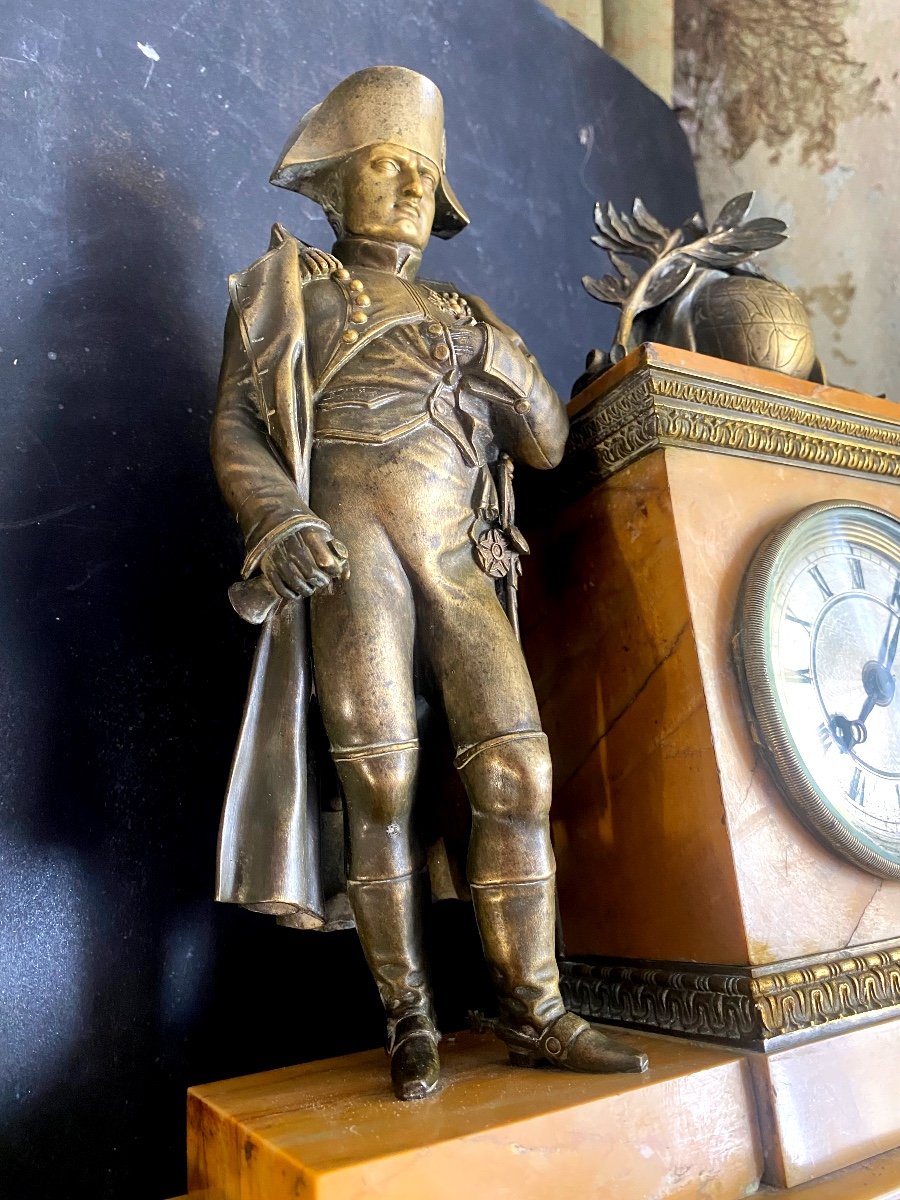 Large Siena Marble And Bronze Clock, 1st Empire Period, To The Glory Of "napoleon I"-photo-5