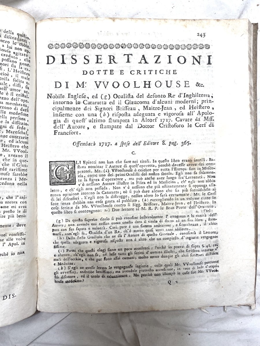 Très Rare :" Traité d'Ophtalmologie" Imprimé à Venise De Lorenzo Heistero Reliure Velin De 1770-photo-6