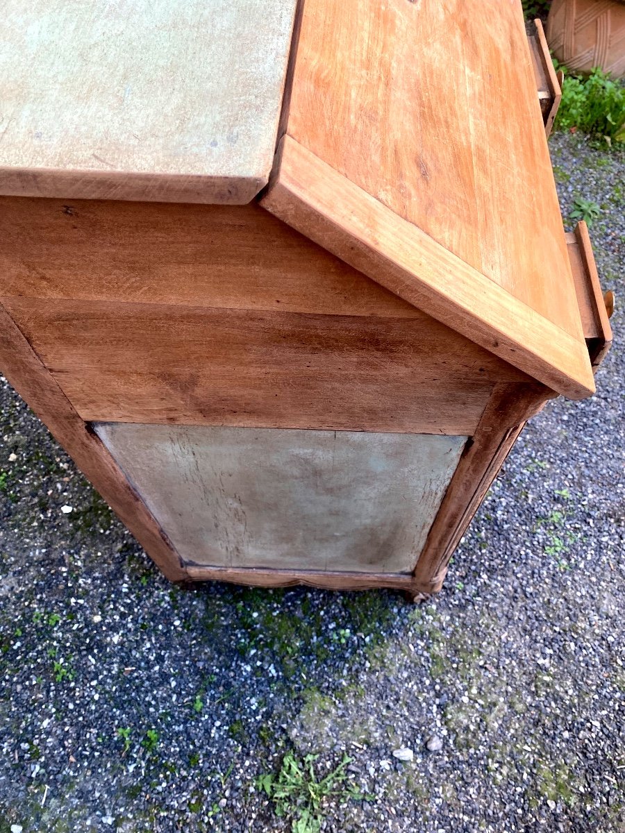 Charming Cherry Wood Sloping Desk, Almond Painted 18th Century Louis XV Transition Style, 1 Door -photo-2