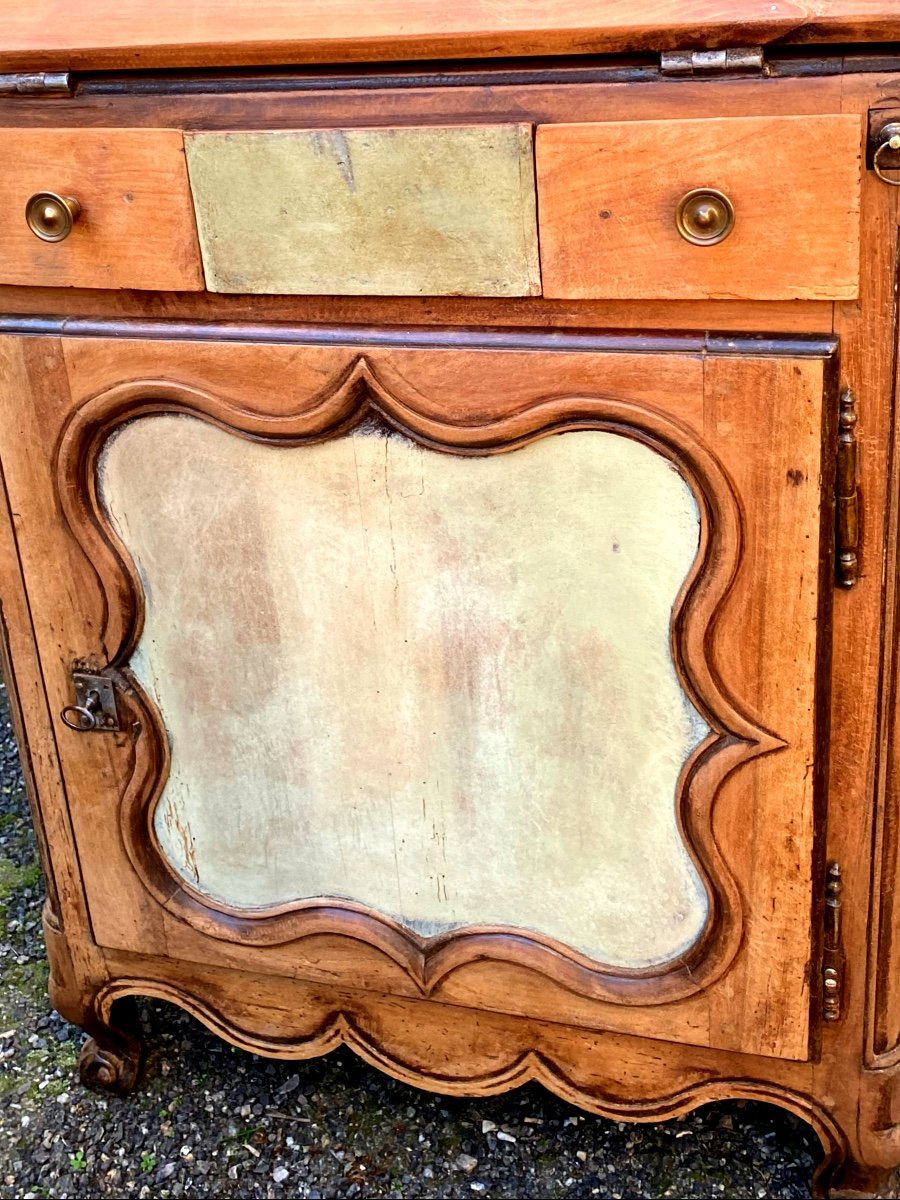 Charming Cherry Wood Sloping Desk, Almond Painted 18th Century Louis XV Transition Style, 1 Door -photo-4