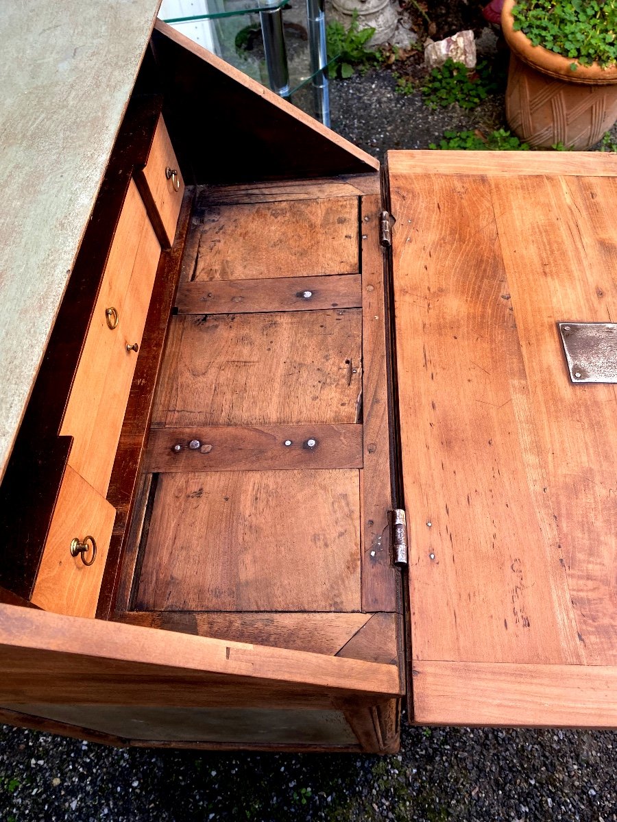 Charming Cherry Wood Sloping Desk, Almond Painted 18th Century Louis XV Transition Style, 1 Door -photo-5