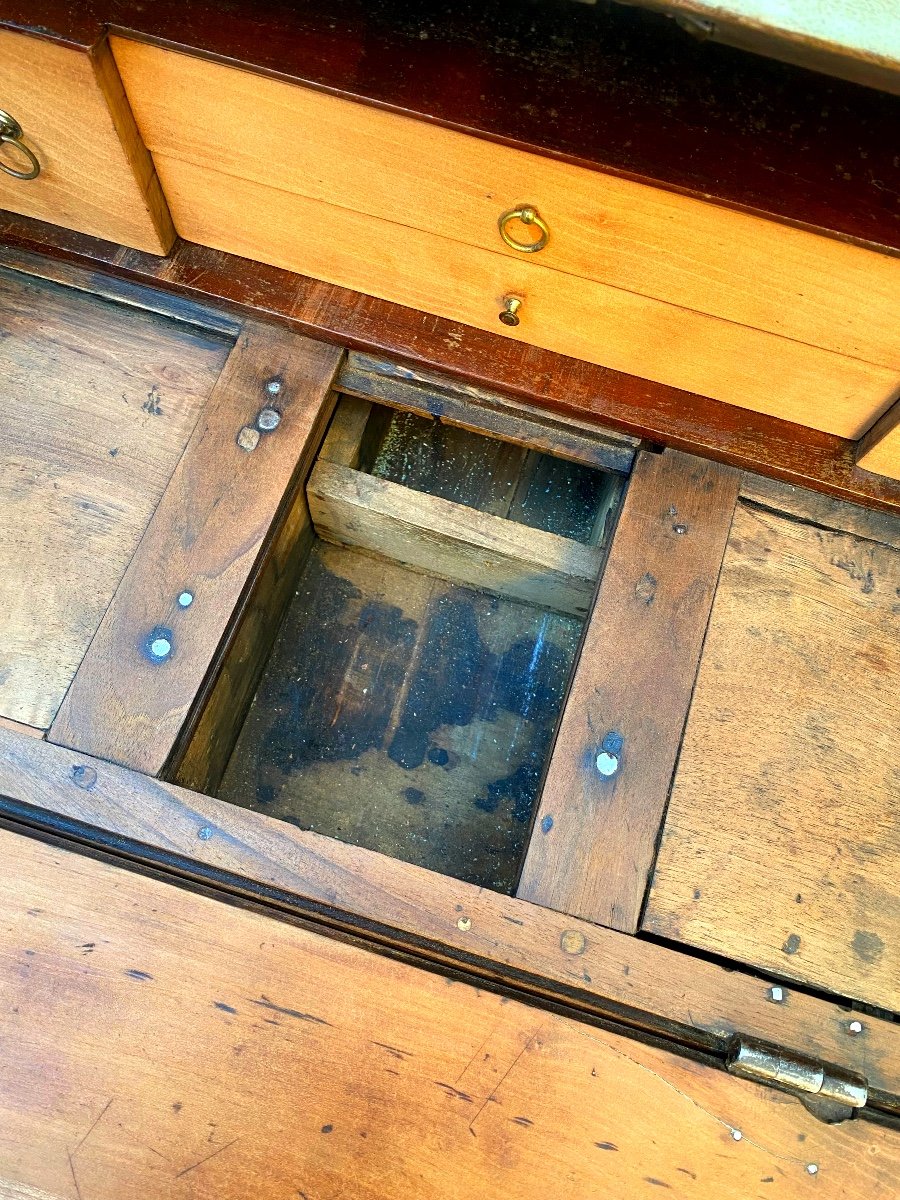 Charming Cherry Wood Sloping Desk, Almond Painted 18th Century Louis XV Transition Style, 1 Door -photo-6