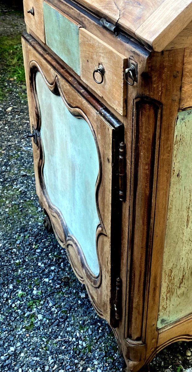 Charming Cherry Wood Sloping Desk, Almond Painted 18th Century Louis XV Transition Style, 1 Door -photo-8