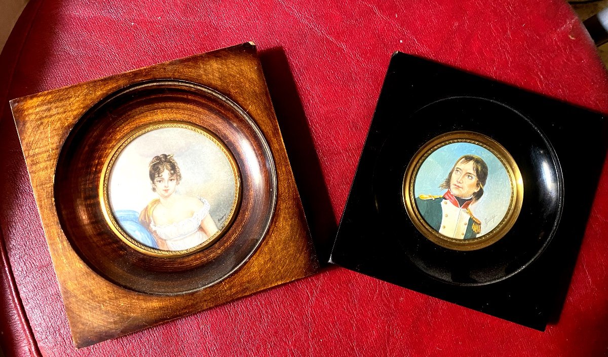 Joli Ensemble De Deux Jeunes l'Impératrice Joséphine Et Napoléon Jeune Officier , Miniatures 19