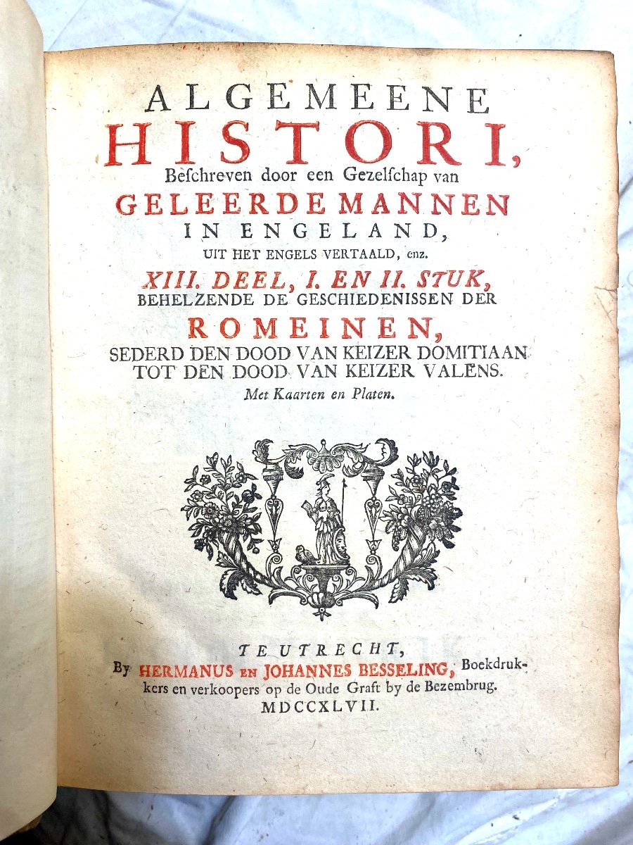 Beautiful Cold-struck Dutch Vellum "kornelis Westerbaen" General Roman History 1747, Fig.-photo-3