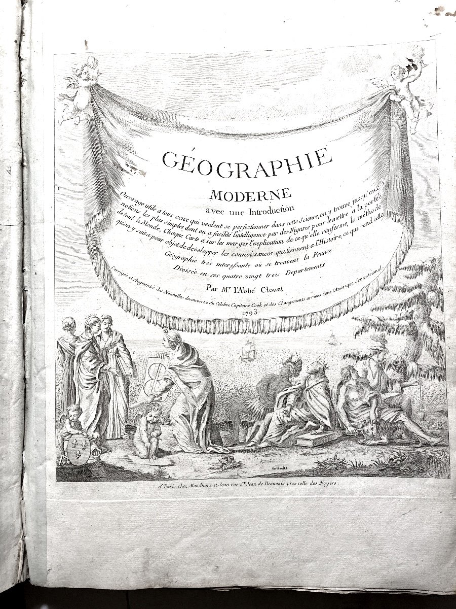 Rare Atlas In Plano: "modern Geography" By Clouet; Colored. In Paris At Mondhare And Jean-photo-3